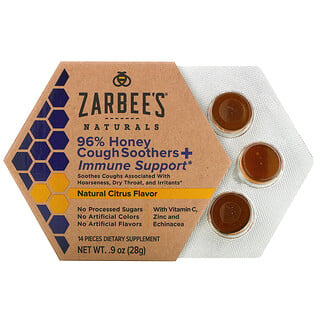 Zarbee's, 96% 꿀 기침 완화제 + 면역 증진, 천연 시트러스 향, 14개
