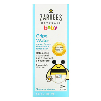 Zarbee's Naturals Baby Gripe Water, Clinically Supported Formula with Ginger,...
