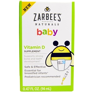 Купить Zarbee's, Нэчуралс, витамин D для малышей, 0,47 жидк. унц. (14 мл)  на IHerb