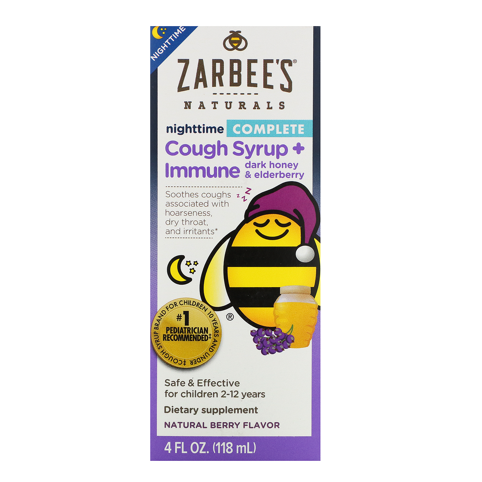 Zarbee's, Children's Complete, Nighttime Cough Syrup + Immune, Dark