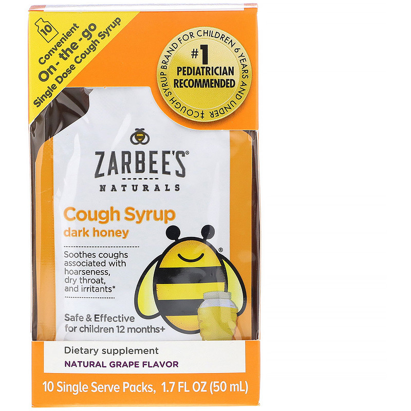 Zarbee's, Children's Cough Syrup, Dark Honey, OntheGo, For Children