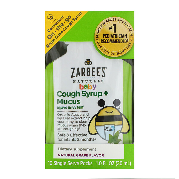 Zarbee's, Baby, Cough Syrup + Mucus with Organic Agave and Ivy Leaf, On