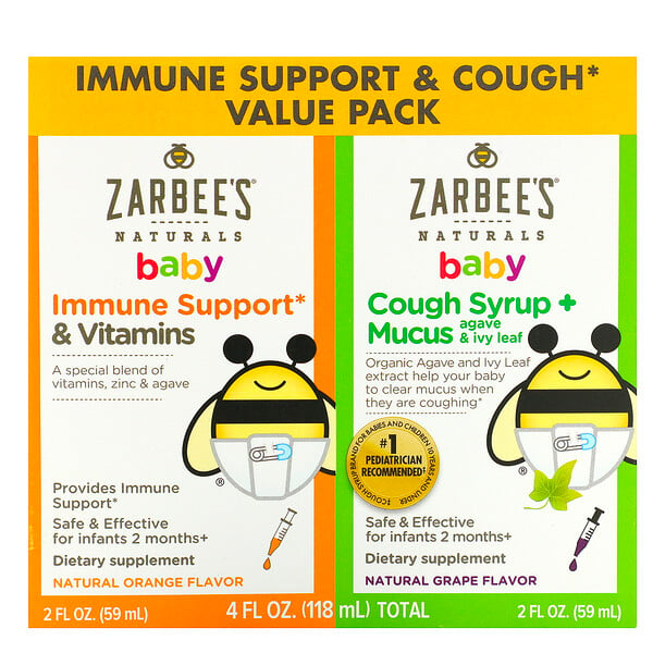Zarbee's‏, Baby, Immune Support & Cough Syrup Value Pack, 2 fl oz (59 ml) Each