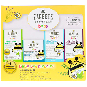 Отзывы о Зарбис, Naturals, Baby Bee Prepared Kit, Cough Syrup + Mucus, Soothing Chest Rub, Gripe Water, Multivitamin with Iron, 7.5 fl oz