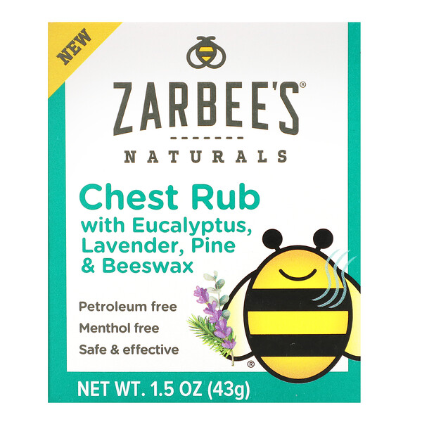 Zarbee's‏, Chest Rub with Eucalyptus, Lavender, Pine & Beeswax, 1.5 oz (43 g)