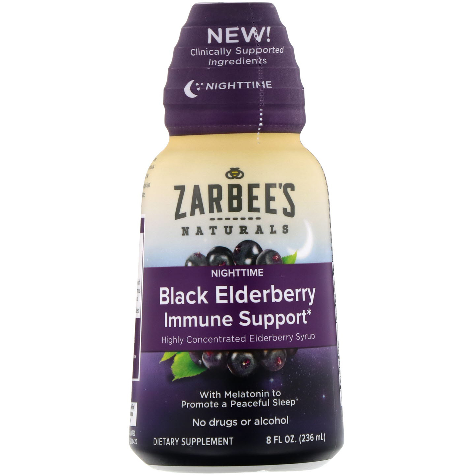 Zarbee's, NightTime Black Elderberry Immune Support, 8 fl oz (236 ml