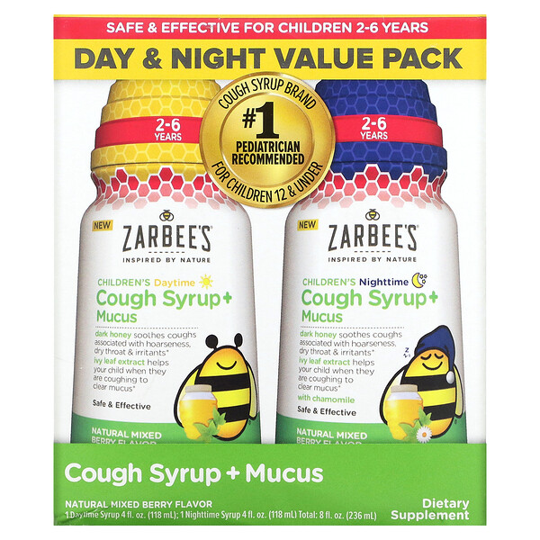 Zarbee's, Children's Cough Syrup + Mucus, Dark Honey, Daytime & Night