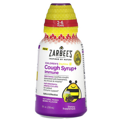 

Zarbee's Children's Daytime Cough Syrup + Immune 2-6 Years Natural Mixed Berry 8 fl oz (236 ml)