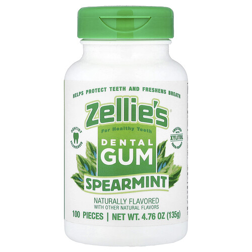 Zellie's, Dental Gum, grüne Minze, 100 Stück