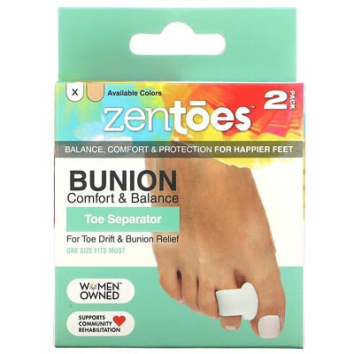 ZenToes Toe Separator, Bunion Comfort & Balance, универсальный размер, 2 шт. В упаковке