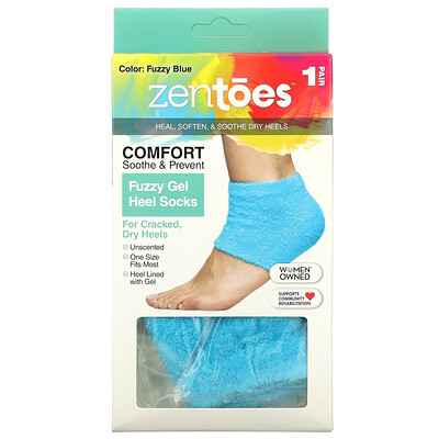 ZenToes Гелевые носки на каблуке Fuzzy, голубые, 1 пара