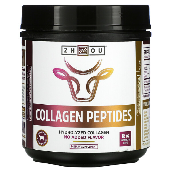 Zhou Nutrition, Collagen Peptides, Hydrolyzed Collagen, No Added Flavor, 18 oz (510 g)
