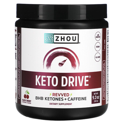 

Zhou Nutrition Keto Drive, Revved, черная вишня, 263 г (9,2 унции)