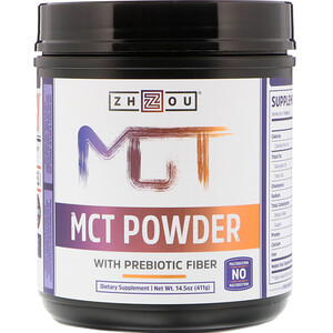 Отзывы о Zhou Nutrition, MCT Powder with Prebiotic Fiber, 14.5 oz (411 g)