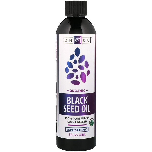 Zhou Nutrition‏, Organic, 100% Pure Virgin Black Seed Oil, Cold Pressed, 8 fl oz (240 ml)