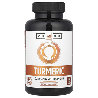 Zhou Nutrition, Turmeric, curcumină cu ghimbir, 90 de capsule vegetale