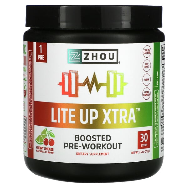 Zhou Nutrition, Lite Up Xtra, Boosted Pre-Workout, Cherry Limeade, 7.5 oz (213 g)