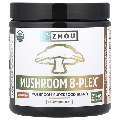 Zhou Nutrition  Mushroom 8-Plex™ Powder  Unflavored  2.14 oz (60 g)