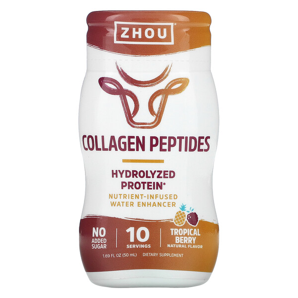 Zhou Nutrition, Collagen Peptides, Hydrolyzed Protein, Tropical Berry, 1.69 fl oz (50 ml)