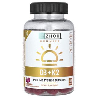 Zhou Nutrition, D3 + K2 Sakızları, Çilek, 60 Sakız