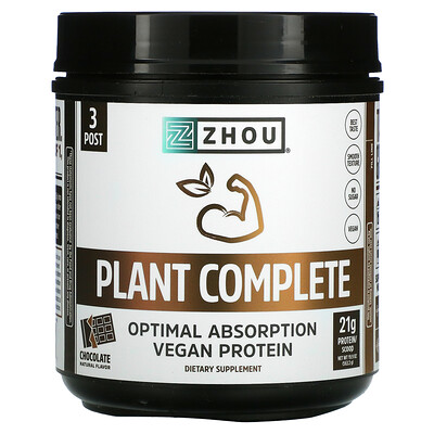 

Zhou Nutrition Plant Complete веганский протеин с оптимальным усвоением шоколад 563 2 г (19 9 унции)