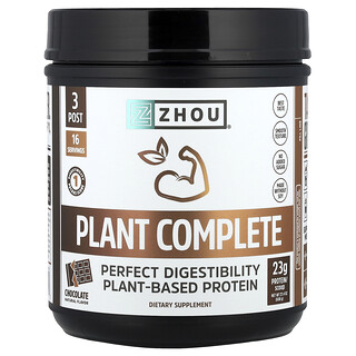 Zhou Nutrition, Пълен растителен протеин с перфектна смилаемост, шоколад, 21,4 унции (608 g)
