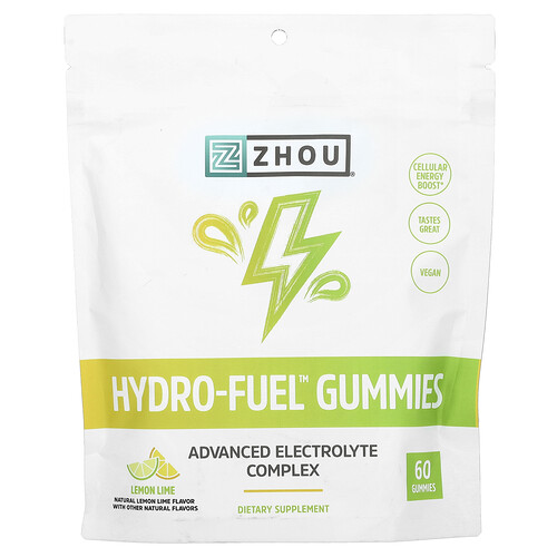 Zhou Nutrition Hydro-Fuel Gummies, Lemon Lime, 60 Gummies