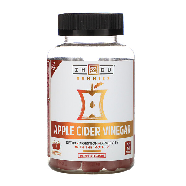 Zhou Nutrition‏, Apple Cider Vinegar, Harvest Apple, 60 Vegan Gummies