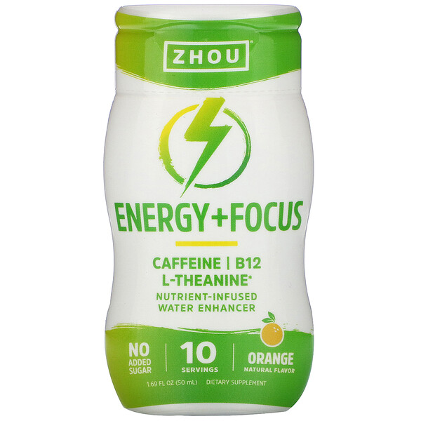 Zhou Nutrition, Energy + Focus, NutrientInfused Water Enhancer, Orange