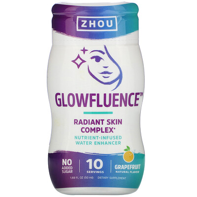 

Zhou Nutrition, Glowfluence, Nutrient-Infused Water Enhancer, Grapefruit, 1.69 fl oz (50 ml)