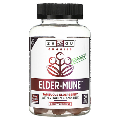 

Zhou Nutrition Максимальная сила Elder-Mune бузина 60 веганских жевательных таблеток