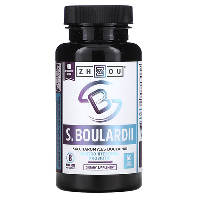 

Zhou Nutrition Saccharomyces Boulardii Gastrointestinal Probiotic 8 Billion 60 Veggie Capsules