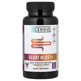 Zhou Nutrition, Bloat Blast+，30 粒全素胶囊
