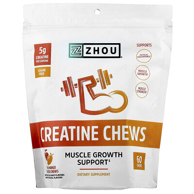 Product Image for Zhou Nutrition, Creatine Chews, Peach Mango, 60 Chews