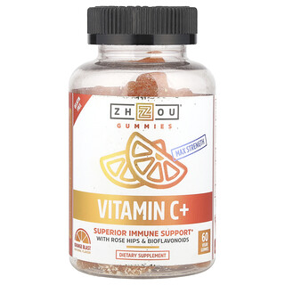 Zhou Nutrition, Vitamín C+, pomerančový prášek, 60 veganských žvýkaček
