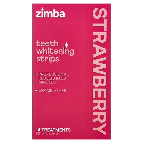 Zimba Teeth Whitening Strips, Strawberry, 14 Treatments