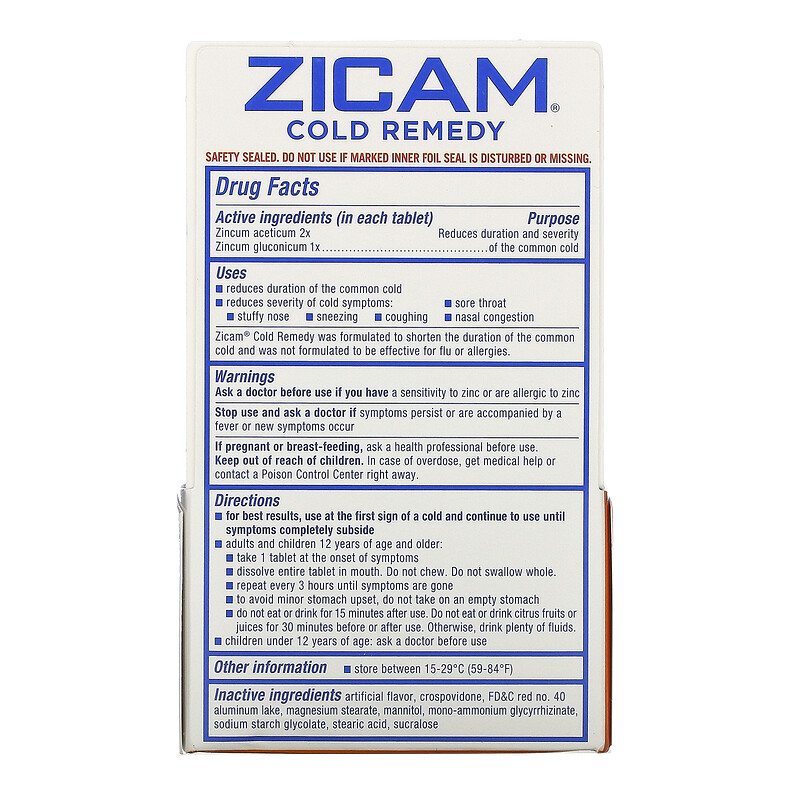 Zicam, Cold Remedy, RapidMelts, Cherry, 25 Quick Dissolve Tablets iHerb