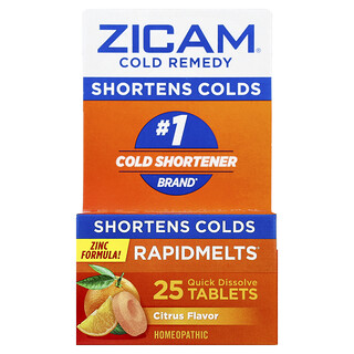Zicam, Cold Remedy, RapidMelts®, Cítrico, 25 comprimidos de rápida disolución
