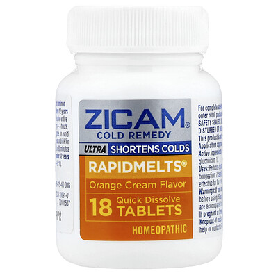 Zicam Ultra Cold Remedy RapidMelts Orange Cream 18 Quick Dissolve Tablets