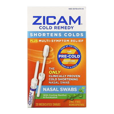 

Zicam Cold Remedy, Nasal Swabs, 20 Medicated Swabs