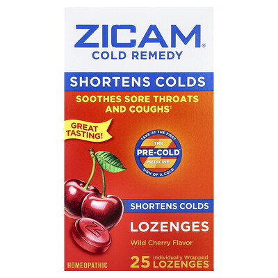 Zicam Cold Remedy Lozenges Wild Cherry  25 Individually Wrapped Lozenges