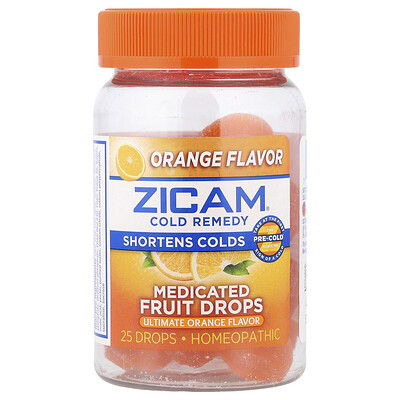Zicam Cold Remedy Medicated Fruit Drops Ultimate Orange 25 Drops