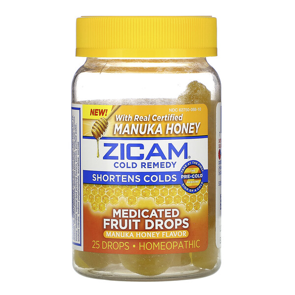 Zicam, Cold Remedy, Medicated Fruit Drops, Manuka Honey , 25 Drops