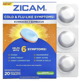 Zicam, Echinacea + Sambucus, Cooling Peppermint, 20 Quick-Dissolve Tablets