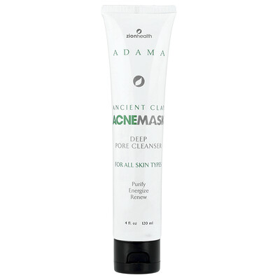 Zion Health, Adama, Ancient Clay AcneMask, Deep Pore Cleanser, For All Skin Types, 4 fl oz (120 ml)
