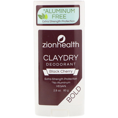 Zion Health Эффективный, Дезодорант ClayDry, черная вишня, 2,8 унц. (80 г)