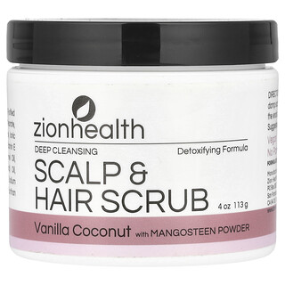 Zion Health, Exfoliante de limpieza profunda para el cuero cabelludo y el cabello, Vainilla y coco, 113 g (4 oz)