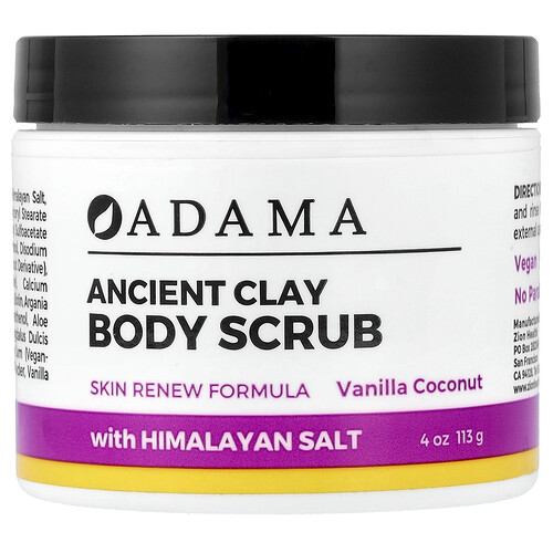 Zion Health, Adama, Ancient Clay Body Scrub, Körperpeeling aus alter Tonerde, Vanille-Kokosnuss, 113 g (4 oz.)