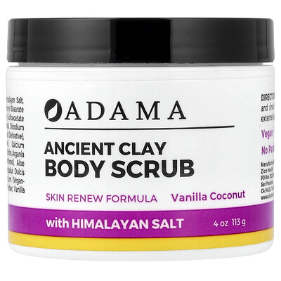 Product Image for Zion Health, Adama, Ancient Clay Body Scrub, Vanilla Coconut, 4 oz (113 g)