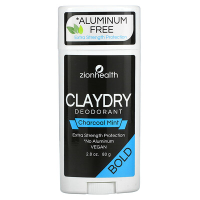 

Zion Health Bold, ClayDry, дезодорант, «Уголь и мята», 80 г (2,8 унции)